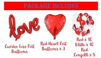 Cursive Love Foil Balloons With Three Red Heart  And 20 Red And White Balloons With 5 Red Confetti Balloons-thumb1