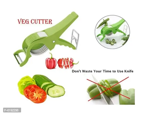 Combo Of New 2 In 1 Handy Vegetable Plastic Chopper And Whisper +Vegetable Cutter And Peeler (Multi Colour)(Combo)-thumb2