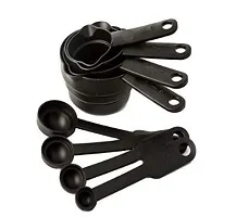 8 Pcs Black Measuring Cups And Spoons Set, Silicone Spatula And Brush Set-thumb2