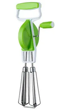 Power Free 2 In 1 Hand Blender Cum Egg Beater With 8 Pcs Measuring Spoon Cup With Big Size Oil Brush And Spatula Kitchen Tool Set-thumb1