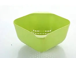 Plastic Rice Bowl Square Shape + Stainless Steel Juice Strainer-thumb1