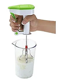 Combo Of Silicon Spatulaand Oil Brush, Manual Power Free Hand Blender Plastic Whisk-thumb1