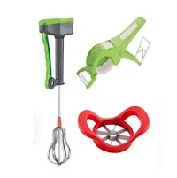 Combo Of Plastic Vegetable Cutter 5 Sharp Blade With Peeler And Multi-Functional Apple Cutter With Stainless Steel Blade, With Power Free Hand Blender-thumb1