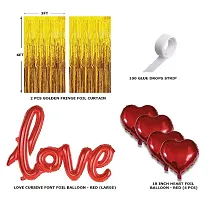 8 Pieces Golden Fringe andndash; Red Love Foil Balloon and Heart Balloon Combo-thumb1