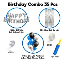 Happy Birthday Decorations For Boys Kit- Happy Birthday Foil Balloon, Pump, Glue Dot, Arch, Blue Black Balloons For Birthday, Foil Curtain-thumb1