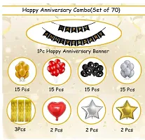 Happy Anniversary Decoration Kit For Home -70 Items Happy Anniversary Banner, Foil Curtains, Metallic Balloons, Star And Heart Foil Balloons Anniversary Decoration Items-thumb1