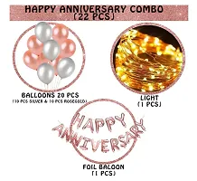 Happy Anniversary Decoration Kit For Home -22 Items Rose Gold Combo Set Bunting, Balloons, Foil Balloons And Light Anniversary Decoration Items-thumb1