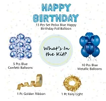 Blue Birthday Party Decoration Items For Adults andndash; Pack Of 30 Pieces andndash; Happy Birthday Foil, Fairy Light, Confetti and Metallic Balloons-thumb1