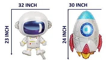 Trendy Rocket And Astronaut Foil Balloon Set Of 2, For Space Theme Birthday Party Celebration-thumb1