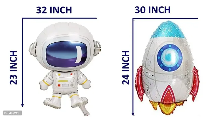 Trendy Rocket And Astronaut Foil Balloon Set Of 2, For Space Theme Birthday Party Celebration-thumb2