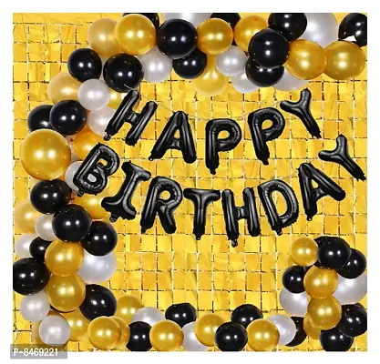 Trendy Happy Birthday Decoration Set Of 75 Pcs Golden Black