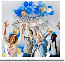 Trendy Blue Birthday Balloons For Decoration - Pack Of 67 Pcs - Happy Birthday Foil, Chrome, Confetti, Pastel And Metallic Balloons-thumb2