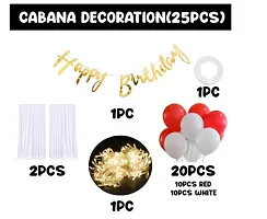 Trendy Cloth, Latex, Foil, Paper Decoration Items For Birthday 25Pcs White Net, Led Fairy Lights And Balloon - Background Decoration Items, Birthday Decoration Items Or Cabana Tent Decoration-thumb1