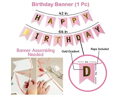 Trendy 54 Pc Birthday Decoration Kit - Pink Gray Pastel Balloon With Birthday Banner, Arc, Glue Dot For Girls Kids Baby Birthday Decoration Items - Birthday Decoration Combo-thumb2