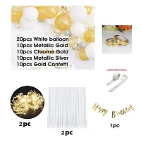 Trendy 71Pcs Silver Gold Party Supplies Birthday Decorations For Girls Boys, Balloons, Net Backdrop, Led Light For Party Decoration (Silver White Gold)-thumb1