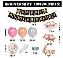 Trendy Paper, Foil, Latex Happy Anniversary Decoration Kit For Home - 31 Items Rose Gold Combo Set - Anniversary Decoration Items For Bedroom Balloon, Star, Heart-thumb1