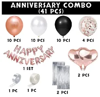 Trendy Rose Gold Happy Anniversary Decorations For Home With Foil Balloon Metallic Balloons Heart Foil, Foil Curtain Combo 41Pcs-thumb1
