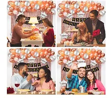 Trendy Happy Anniversary Decoration Kit For Home -31 Items Rose Gold Combo Set Bunting, Curtains, Balloons, Foil Balloons Anniversary Decoration Items For Bedroom-thumb4