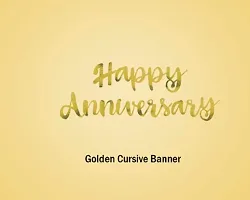 Trendy Golden Anniversary Decoration Items Like Happy Anniversary Cursive Banner, Fairy Light, Confetti Rubber Balloons, Anniversary Surprise Decoration - Pack Of 9 Pieces-thumb3