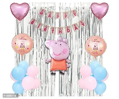 Peppa Pig Birthday Decoration Theme With Birthday Banner