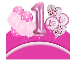 Girls First Birthday Decorations Items Combo 11  Pieces For Baby Girl -Pack Of 11, Pink-thumb3