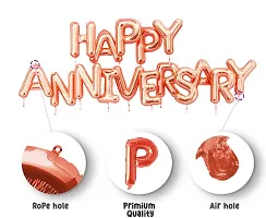 63  Pieces 15 Rose Gold , 15 Silver And 15 White Metallic Foil Balloons, 1 Rose Gold Happy Anniversary Letters Foil Balloon, 2  Pieces Rose Gold Curtains-thumb2