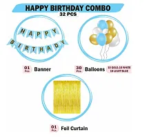 Pack Of 34  Pieces Happy Birthday Banner Decoration Kit Set With Metallic Balloons -Blue Banner Set - Pack Of 34-thumb1