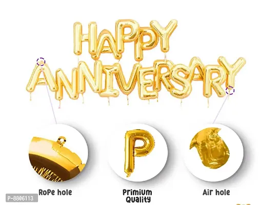 Set Of 53  Pieces 10 Black , 10 Silver And 10 Gold Metallic Foil Balloons , 5 Transparent Gold Confetti Balloons, 16  Pieces Gold Happy Anniversary Letters Foil Balloon, 2  Pieces Silver Curtains-thumb3