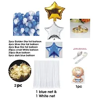 66  Pieces Blue Baby Shower Party Supplies Decorations, Balloons, Net Backdrop, Led Light For Party Decoration -Blue-thumb2