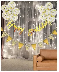 Happy Birthday Banner Net Curtain-LED Lights Confetti Balloons-  Set Of 15 Pieces-thumb2