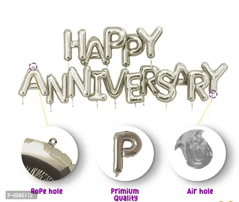 63  Pieces 15 White , 15 Silver And 15 Blue Metallic Foil Balloons, 16  Pieces Silver Happy Anniversary Letters Foil Balloon, 2  Pieces Silver Curtains-thumb3