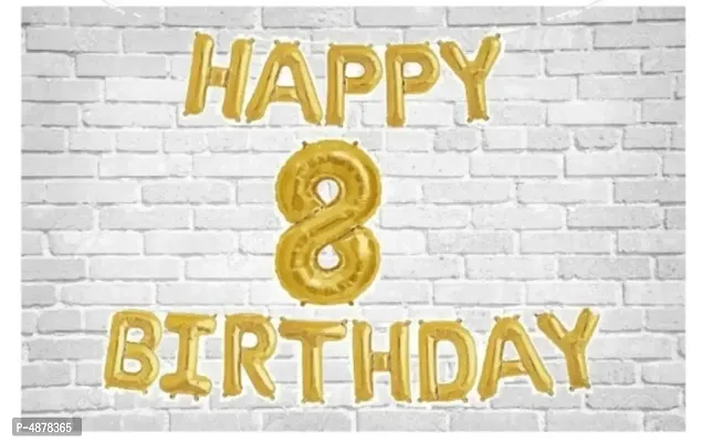 Happy Birthday (Golden) with Numeric no. 8