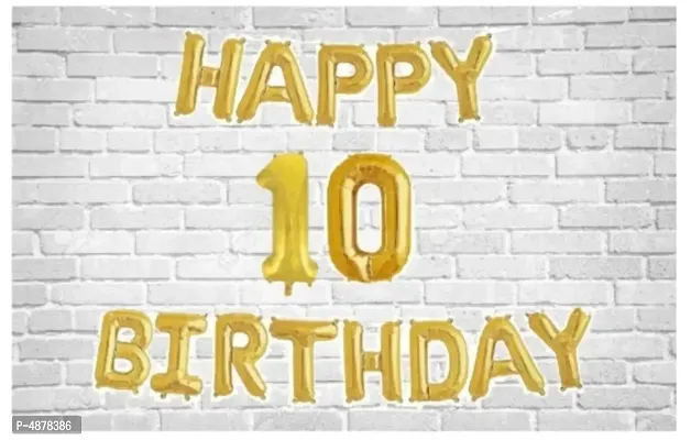Happy Birthday (Golden) with Numeric no. 10