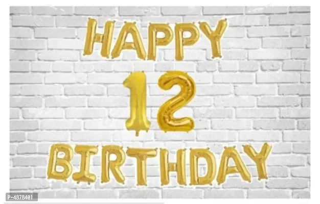Happy Birthday (Golden) with Numeric no. 12