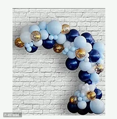 Attractive Party Decoration Blue - white  Golden Confetti Theme Balloons Combo Pack of 45