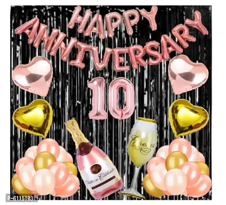 Special  Rose Gold Foil Balloons with Happy Anniversary Decoration Items  Pack of 55