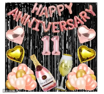 Special  Rose Gold Foil Balloons with Happy Anniversary Decoration Items  Pack of 55-thumb0