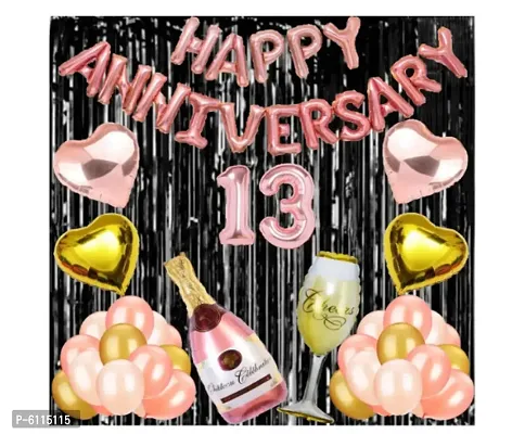 Special  Rose Gold Foil Balloons with Happy Anniversary Decoration Items  Pack of 55-thumb0