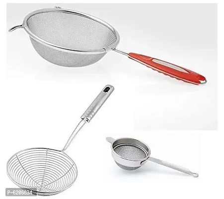 Combo of Soup, Deep Fry and Tea Strainer Set of 3-Piece Strainer