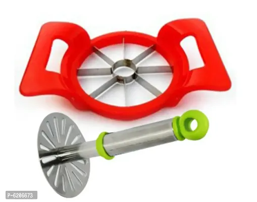 Combo Of Apple Cutter With Potato Masher, Multicolour-thumb0