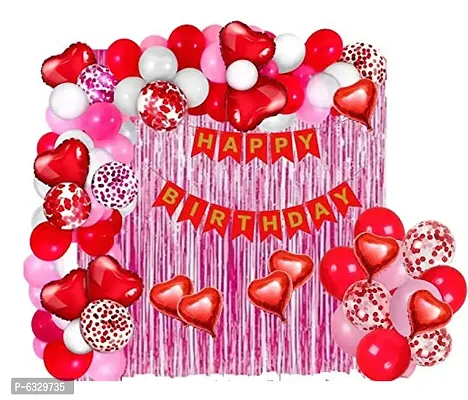 Happy Birthday Decorati+Red Foil Heart(8)+5 pcs C+Pink(25)+White(10)