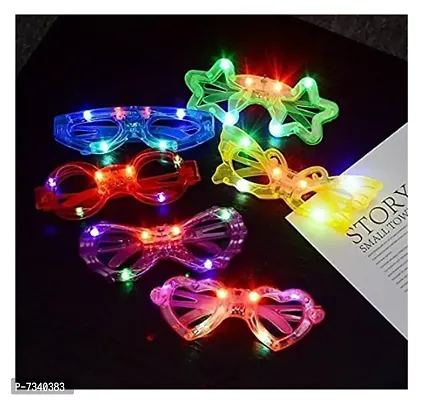 Neon Florescent LED Googles Party Prop Party Fun Googles Specs Return Gift Multicolour Plastic (Pack of 2 )-thumb0