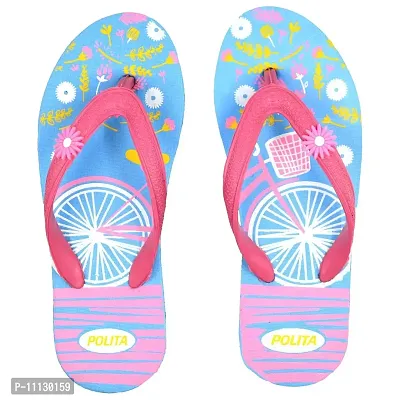 POLITA womens Women Sky Blue Cycle Flip Flops  Slippers Slipper-thumb0
