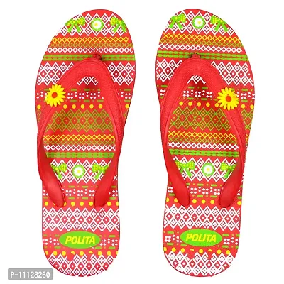 POLITA Women Red Ribbon Flip Flops & Slippers Slipper (f82)