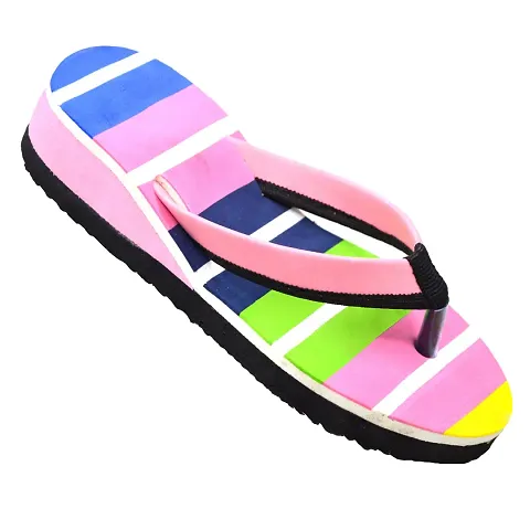 POLITA Women's Flip Flop Slippers | Extra Soft | Stylish Wedge Heel F148 (Multicolor, numeric_8)