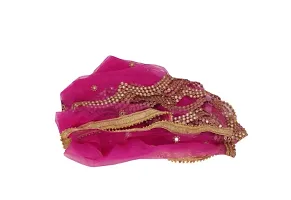 Trendy Net Pink Embroidered And Mirror Work Dupatta For Women-thumb1