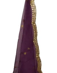 Trendy Net Purple Embroidered And Mirror Work Dupatta For Women-thumb1