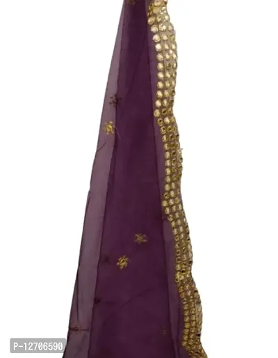 Trendy Net Purple Embroidered And Mirror Work Dupatta For Women-thumb2