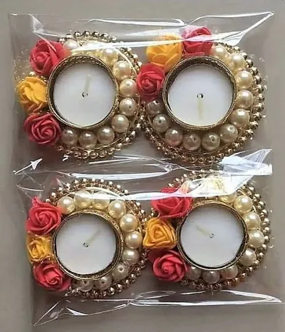 Pack of 4- Beautiful Tea Light Candle Holder with Candles