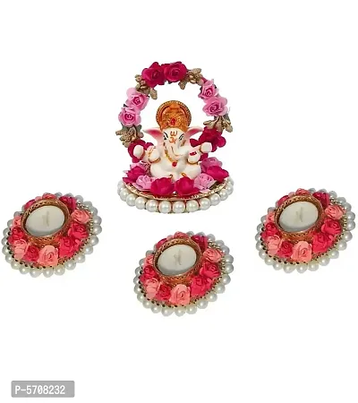 Diwali Candle For Decoration With Ganeshi Ji Candle Holder With Candle(Pack Of 4)